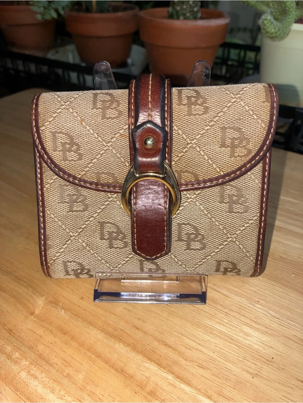 Vintage Dooney & Bourke Signature Monogram Trifold Wallet